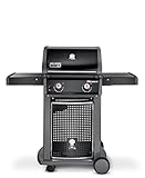 Weber Spirit E-210 Classic Gasgrill, 2 Brenner, 52 x 45cm Grillfläche, Warmhalterost, Deckelthermometer, 2 abklappbare Seitentische, 4 Räder - Schwarz (46010079)