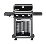 Weber Spirit E-320 Classic Gasgrill, 3 Brenner + Seitenkocher, 52 x 45cm Grillfläche, Warmhalterost, Deckelthermometer, abklappbarer Seitentisch (rechts), 4 Räder - Schwarz (46415079)