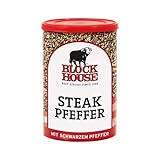 Block House Steak Pfeffer, Gewürzmischung für Steaks in Restaurantqualität auch für Marinaden geeignet, 200g Dose mit Streuaufsatz