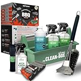 bio-chem Grill Reinigungsset und Pflege professionell Box 8-teilig: 1x Rauchharzentferner 1L (inkl. Sprühflasche) + 1x BBQ-Cleaner 750ml + Edelstahlpflege 750ml + Grillbürste, Grillschwamm & Zubehör