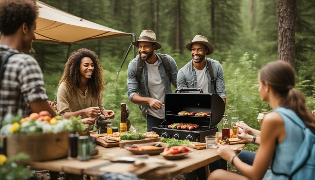 Vorbereitung fürs Gasgrillen in der Natur